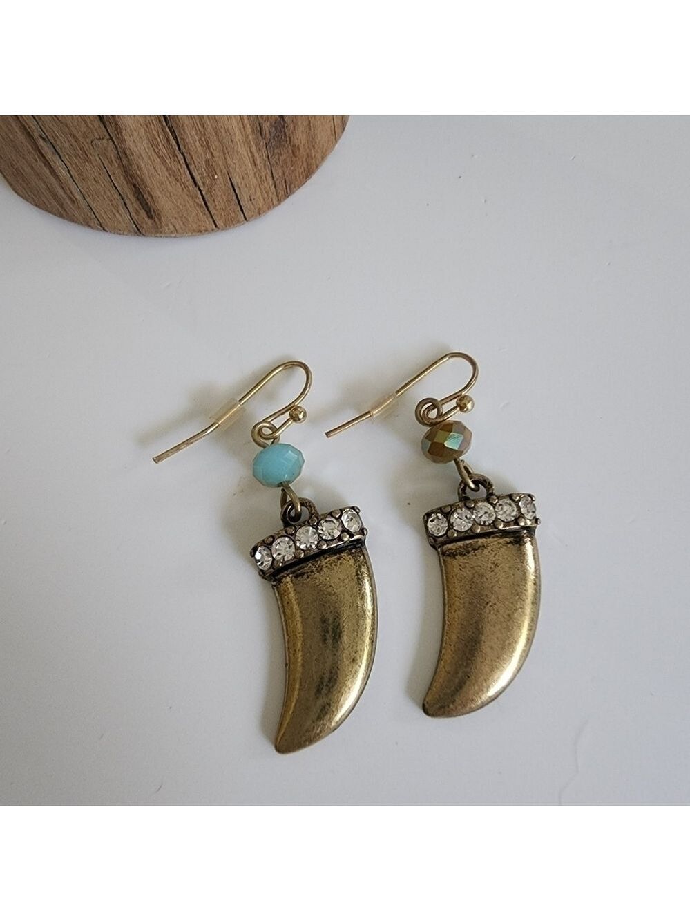 NEW Boho Gold Horn Small Dangle Earrings Southwestern